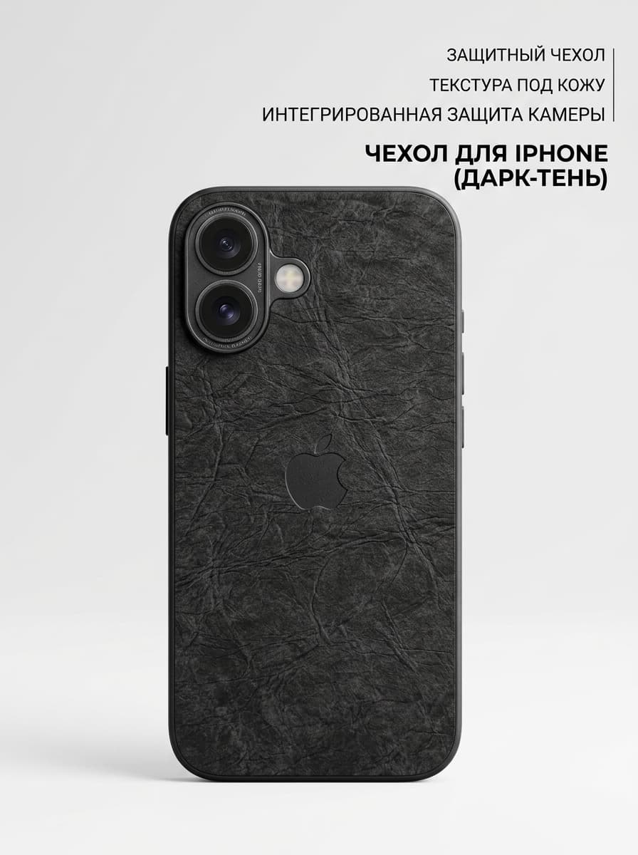 Чехол защитный для iPhone с рифлёной текстурой, Чёрный